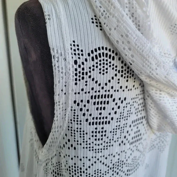 DOTTI Swim Cover Up Crochet Full Zip Up Hoodie White Lace $56 Sz Small S - Picture 9 of 12